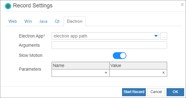Electron Recording Options