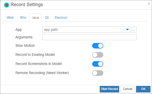 Java Settings Options