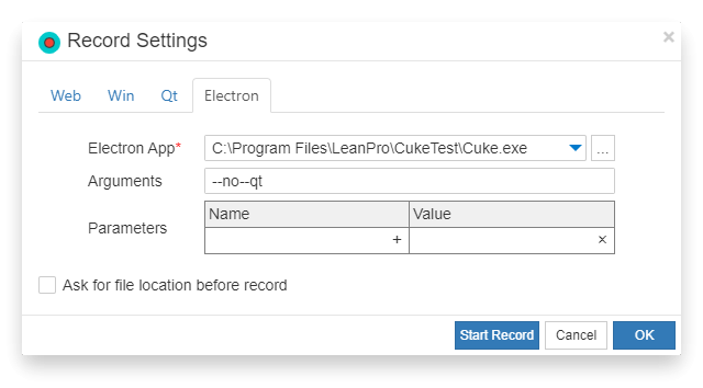 Command line parameter setting