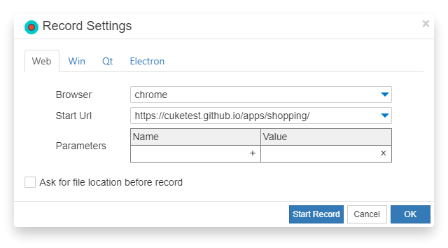 Recording setting interface